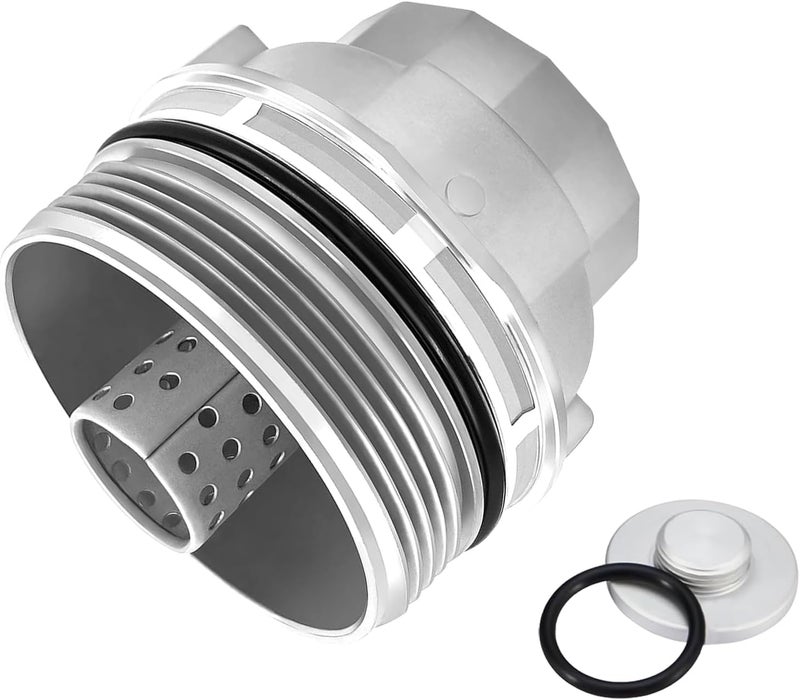 FOXSTAR 15620-31060 Oil Filter Housing Cap Assembly With Oil Plug Drain, Aluminum Oil Filter Housing Cap, Fit for Toyota Tundra, 4Runner, Camry, Highlander, Tacoma, Avalon, Venza & Lexus, Replace 15643-31050 - Image 1